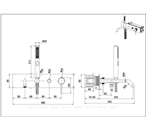 Смеситель для ванны встраиваемый Allen Brau Priority 3.0 излив 200 мм никель 5.31A06-BN