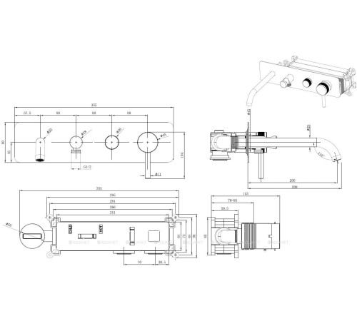 Смеситель для ванны встраиваемый Allen Brau Priority 3.0 излив 200 мм никель 5.31A06-BN