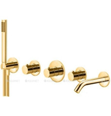 Внешняя часть термостатического смесителя Paffoni Mode для душа и ванны матовое медовое золото MDE001HGSP