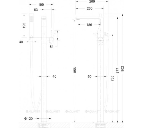 Смеситель для ванны напольный Bravat Arc хром F66061C-B3-ENG