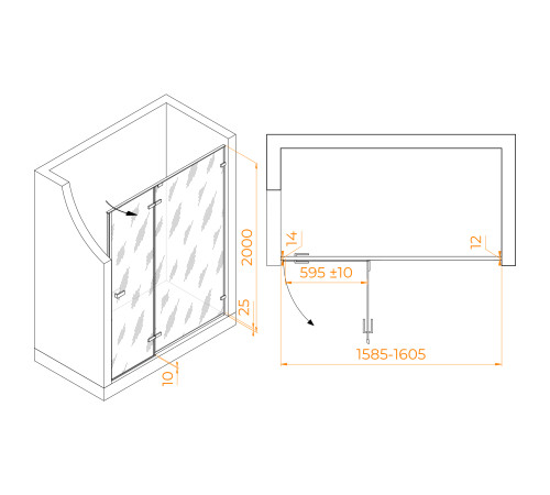 Душевая дверь RGW Stilvoll SV-004 160x200 см золото 353200416-21