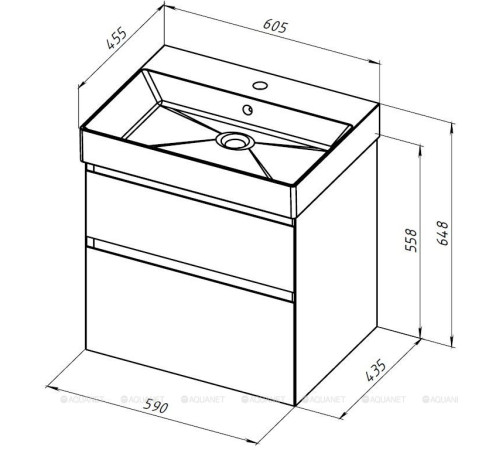 Тумба под раковину Allen Brau INFINITY 60 см 2 ящика белый матовый 1.210024.WM