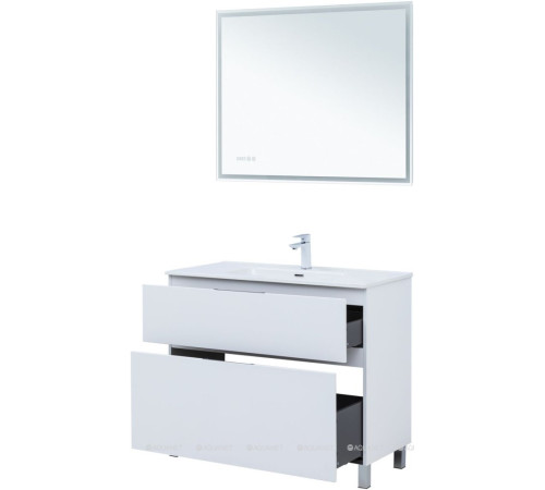 Тумба под раковину Aquanet Алвита new 100 напольная 2 ящика белый матовый 00344135