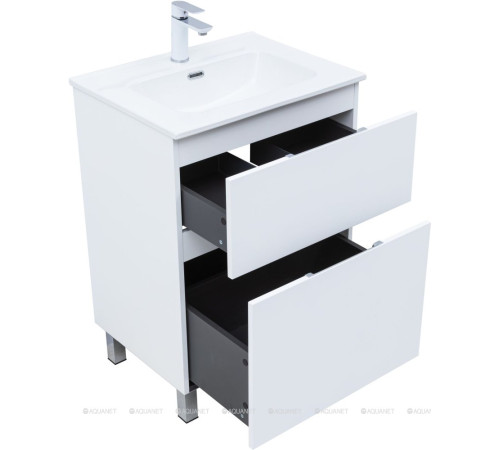Тумба под раковину Aquanet Алвита New 60 напольная 2 ящика белый матовый 00344132
