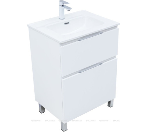 Тумба под раковину Aquanet Алвита New 60 напольная 2 ящика белый матовый 00344132