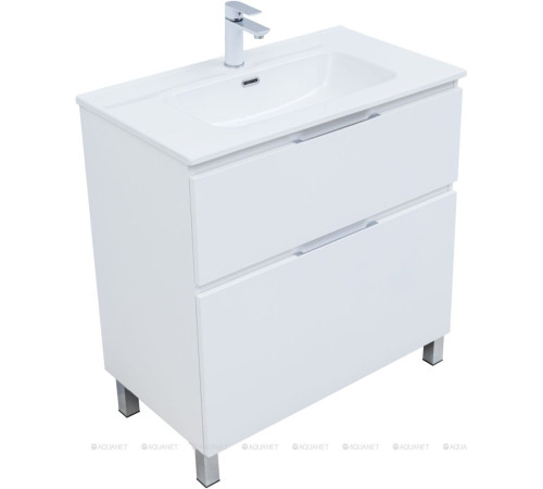 Тумба под раковину Aquanet Алвита new 80 напольная 2 ящика белый матовый 00344134