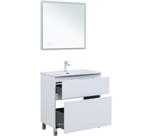 Тумба под раковину Aquanet Алвита new 80 напольная 2 ящика белый матовый 00344134