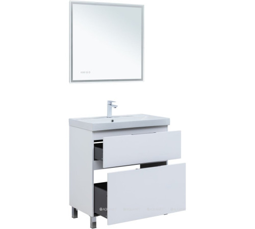 Тумба под раковину Aquanet Алвита new 80 напольная 2 ящика белый матовый 00344134