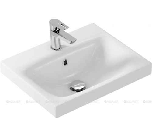 Тумба под раковину Aquanet Беркли 50 белый глянец/дуб рошелье 00254288