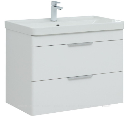 Тумба под раковину Aquanet Ирис new 80 подвесная 2 ящика белый глянец 00310146