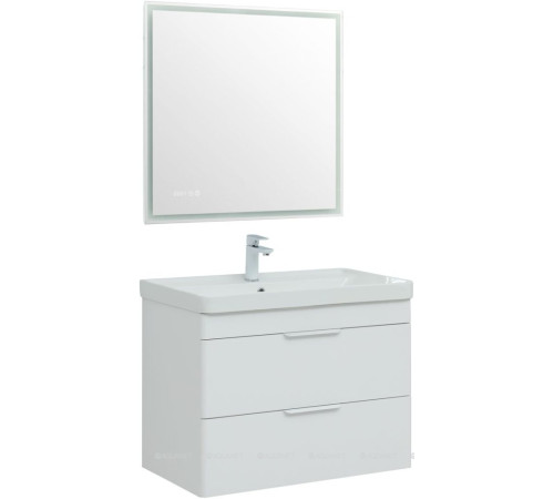 Тумба под раковину Aquanet Ирис new 80 подвесная 2 ящика белый глянец 00310146