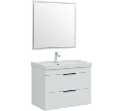 Тумба под раковину Aquanet Ирис new 80 подвесная 2 ящика белый глянец 00310146