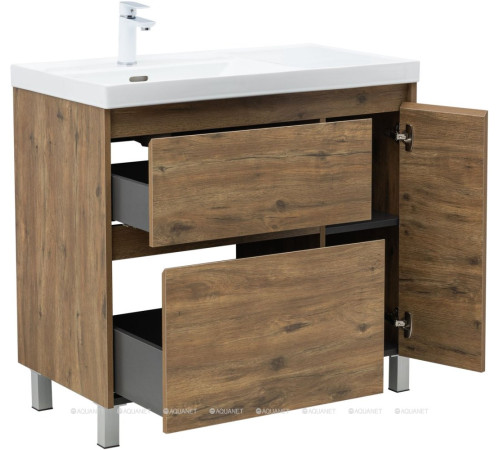 Тумба под раковину Aquanet Nova Lite 2.0 90 L напольная дуб рустикальный 00346346