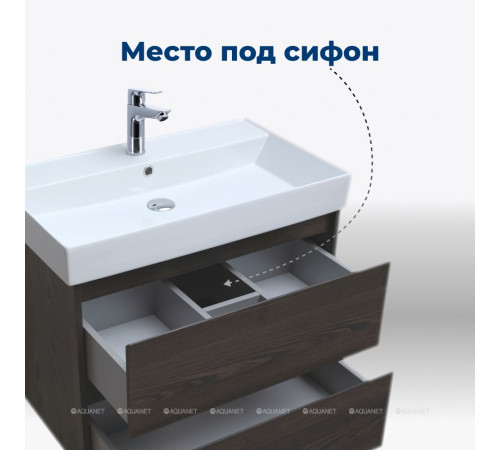 Тумба под раковину Aquanet Nova Lite 75 2 ящика дуб черный 00287895