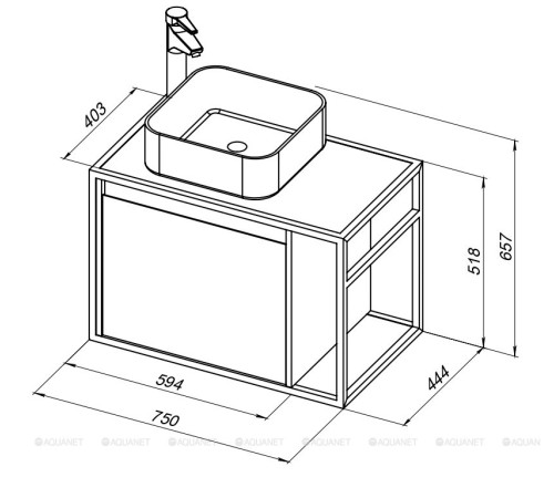 Тумба под раковину Aquanet Nova Lite LOFT 75 L белый глянец 00261650