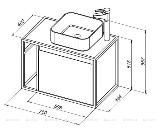 Тумба под раковину Aquanet Nova Lite LOFT 75 R белый глянец 00261649