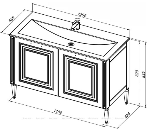 Тумба под раковину Aquanet Паола 120 белый/патина золото 00186114