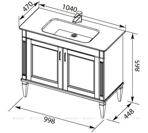 Тумба Aquanet Селена 105 распашные двери белый/патина серебро 00201650