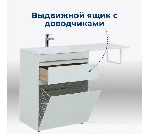 Тумба под раковину Aquanet Токио 68 напольная 1 ящик без корзины белый глянец 00239291