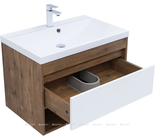 Тумба под раковину Aquanet Тренд 75 дуб рустикальный/белый сатин 00345118