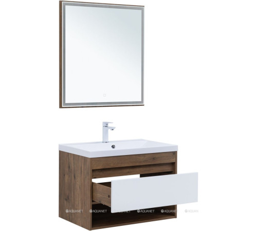 Тумба под раковину Aquanet Тренд 75 дуб рустикальный/белый сатин 00345118