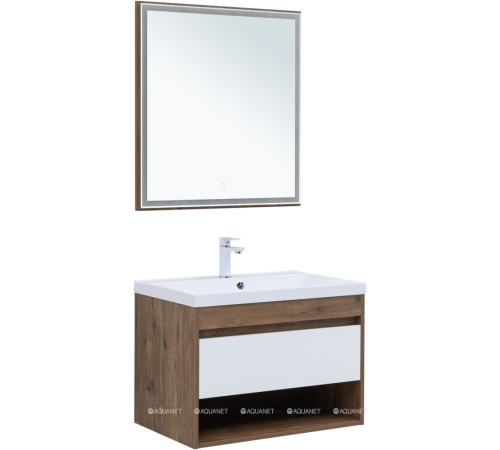 Тумба под раковину Aquanet Тренд 75 дуб рустикальный/белый сатин 00345118