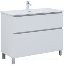 Тумба под раковину напольная Aquanet Вега 100 2 ящика белый глянец 00344125