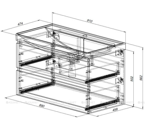 Тумба под раковину Aquanet Вега 2.0 90 2 ящика бежевый 00337944