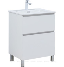 Тумба под раковину Aquanet Вега 60 напольная 2 ящика белый глянец 00344121