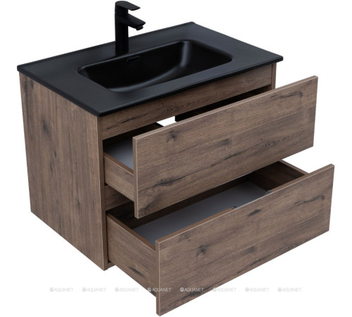 Тумба с раковиной Aquanet Алвита new 70 2 ящика дуб веллингтон табак 00335686