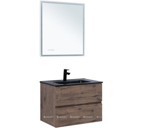 Тумба с раковиной Aquanet Алвита new 70 2 ящика дуб веллингтон табак 00335686