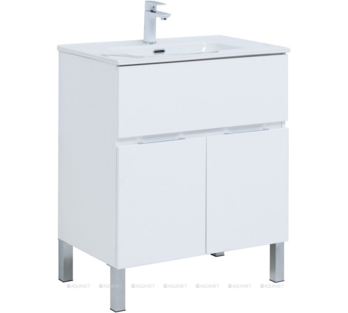 Тумба с раковиной Aquanet Алвита new 70 напольная 1 ящик 2 двери белый матовый 00306146