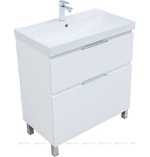 Тумба с раковиной Aquanet Алвита new 80 Flash напольная 2 ящика белый матовый 00345689