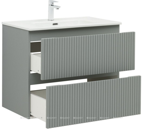 Тумба с раковиной Aquanet Джейн 80 мисти грин раковина Flat 00332534