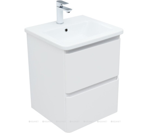 Тумба с раковиной Aquanet Эмбер 50 2 ящика белый матовый раковина Urban 00332505