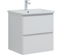 Тумба с раковиной Aquanet Эмбер 60 2 ящика белый матовый раковина Urban 00332503