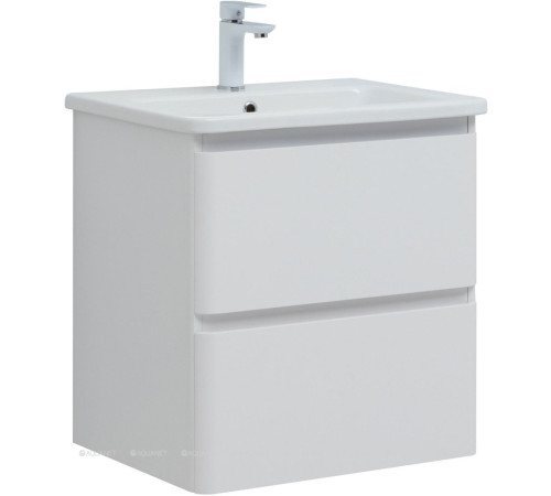 Тумба с раковиной Aquanet Эмбер 60 2 ящика белый матовый раковина Urban 00332503