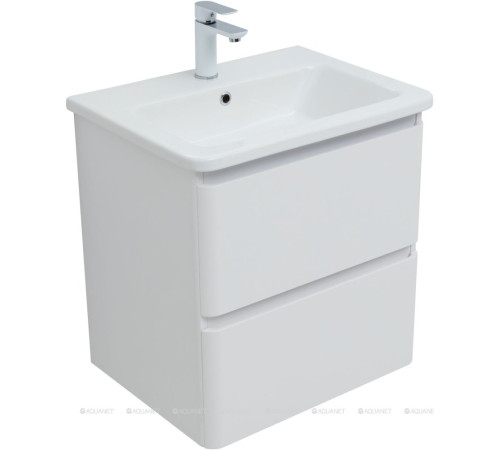 Тумба с раковиной Aquanet Эмбер 60 2 ящика белый матовый раковина Urban 00332503