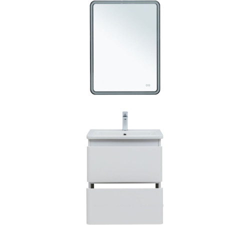 Тумба с раковиной Aquanet Эмбер 60 2 ящика белый матовый раковина Urban 00332503