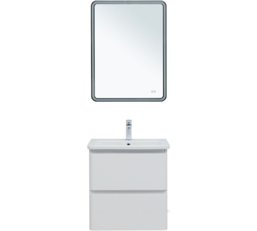 Тумба с раковиной Aquanet Эмбер 60 2 ящика белый матовый раковина Urban 00332503