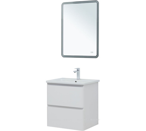 Тумба с раковиной Aquanet Эмбер 60 2 ящика белый матовый раковина Urban 00332503