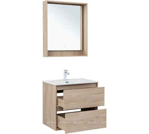 Тумба с раковиной Aquanet Милан 70 дуб светлый 00340168