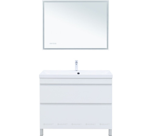Тумба с раковиной Aquanet Нота new 100 напольная 2 ящика белый глянец 00345805