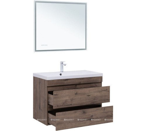 Тумба с раковиной Aquanet Нота New 90 дуб веллингтон табак 00335877
