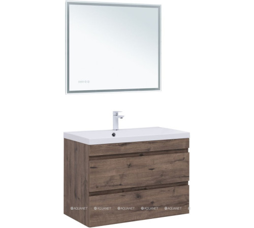 Тумба с раковиной Aquanet Нота New 90 дуб веллингтон табак 00335877