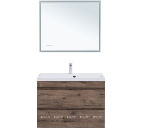 Тумба с раковиной Aquanet Нота New 90 дуб веллингтон табак 00335877