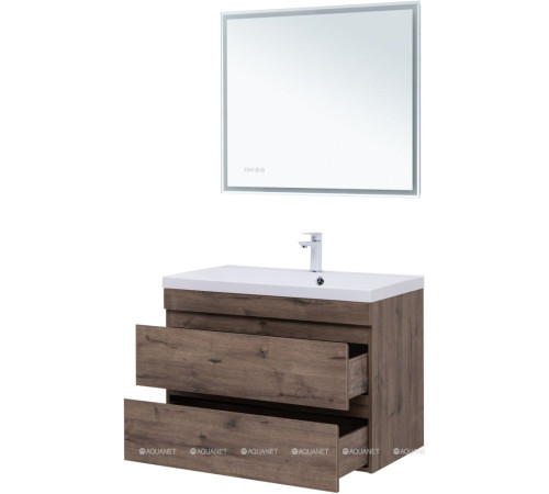 Тумба с раковиной Aquanet Нота New 90 дуб веллингтон табак 00335877