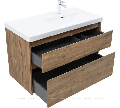 Тумба с раковиной Aquanet Nova Lite 2.0 100 R 2 ящика дуб рустикальный 00365913