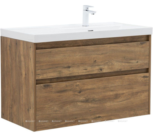 Тумба с раковиной Aquanet Nova Lite 2.0 100 R 2 ящика дуб рустикальный 00365913