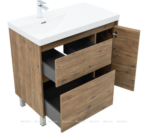 Тумба с раковиной Aquanet Nova Lite 2.0 90 L напольная дуб рустикальный 00365925